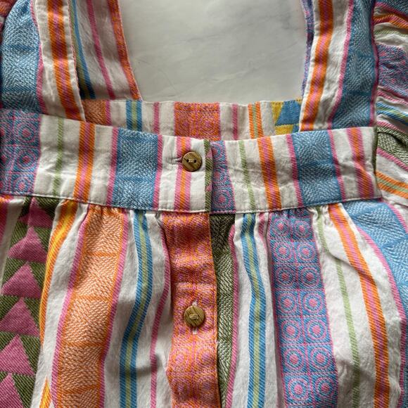 Crown & Ivy girls medium Jacquard Button Front Top striped shirt multicolor Belk - Picture 7 of 7